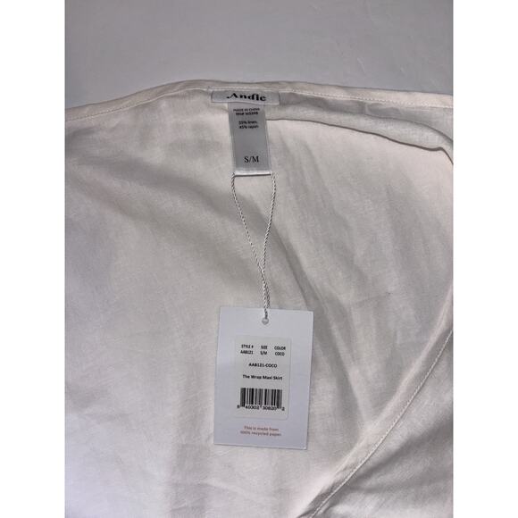 Andie Swim Vacation Beach Linen Blend The Wrap Skirt in Coco White Size Small - Picture 4 of 8